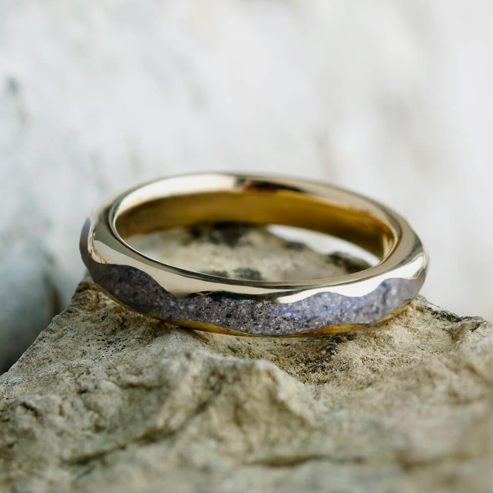 Amara Wavy Solid Gold Cremation Ring: You Are Forever