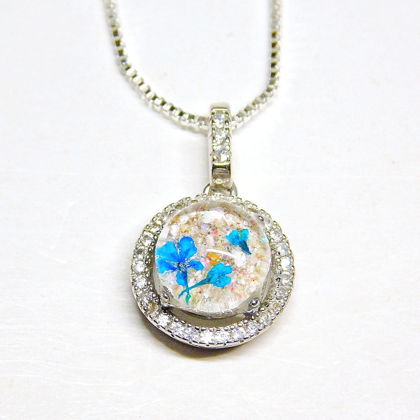 Forget-Me-Not Pink Sapphire and Diamond Pendant