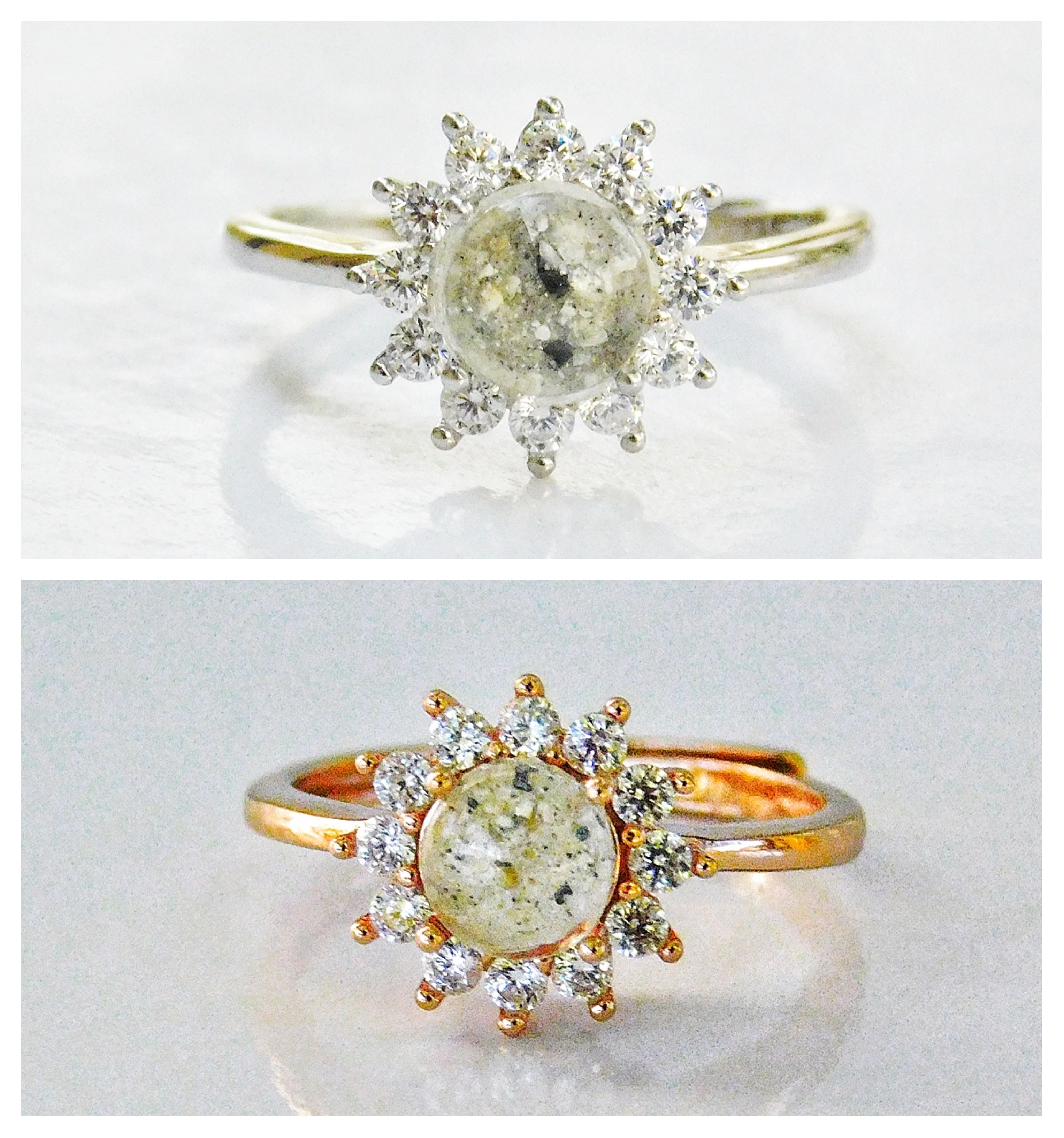 Floral Diamonds 14K Gold Cremation Ring – You Are Forever