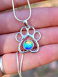 Buddy Paw Print Cremation Glass Pendant