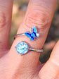 Blue Butterfly SIlver Memorial Ring