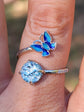 Blue Butterfly SIlver Memorial Ring