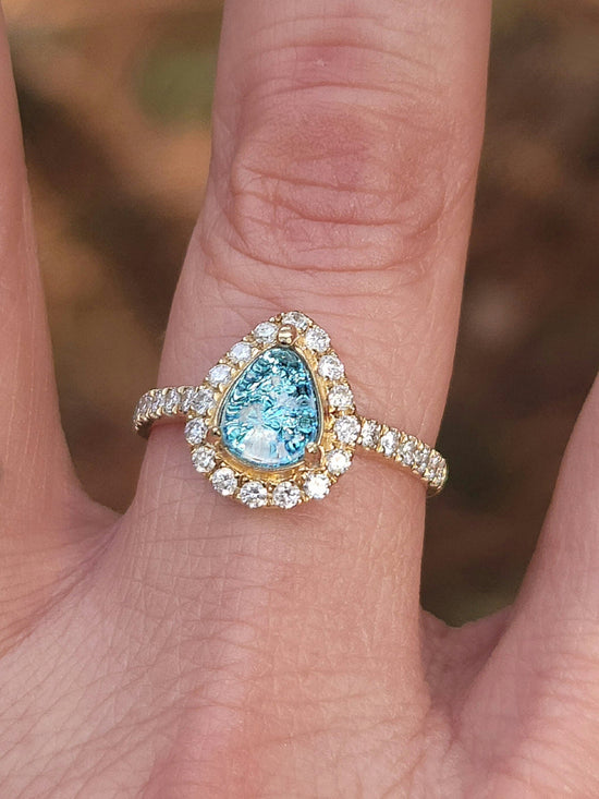 Alessia 14k Gold Teardrop Diamond Cremation Ring