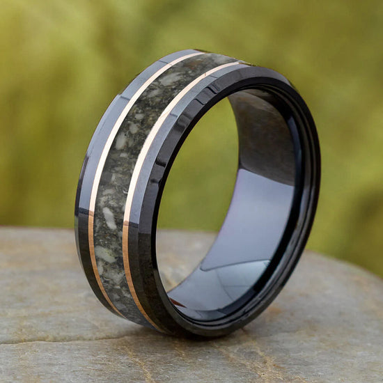 Gold Pinstripe Cremation Ashes Ring