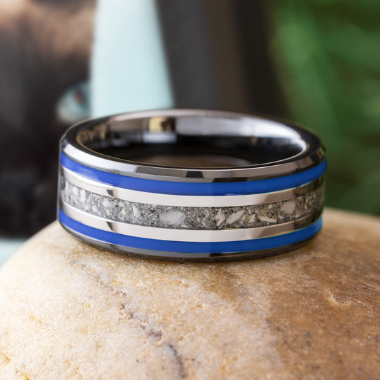 Zane Ceramic Blue Memorial Ring