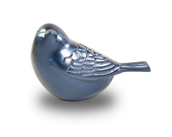 Frost Blue Songbird Brass Keepsake Urn