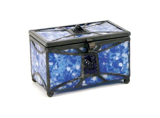 Sapphire Glass Cremation Keepsake Box