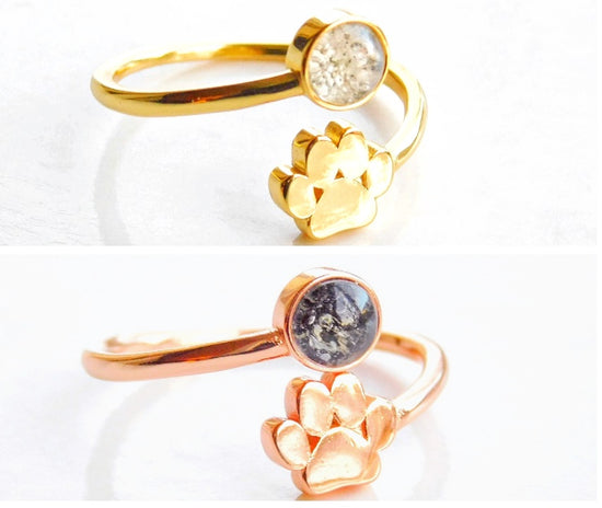 Paw Print Gold Vermeil Cremation Ring