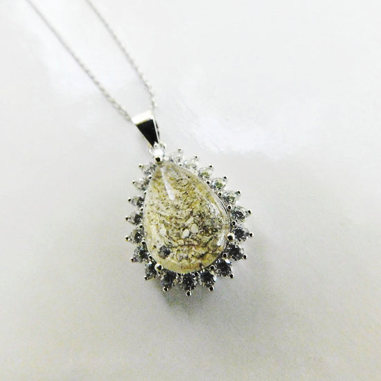 Teardrop Diamonds Sterling Silver Cremation Pendant