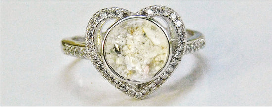 Heart Diamonds Sterling Silver Ashes Ring