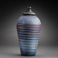 Indigo Metallic Blue Blown Glass Urn