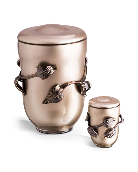 Bohemian Crystal Entangled Leaf Cremation Urn