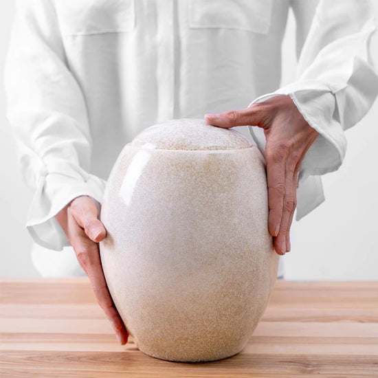 Sandy White Modern Cremation Urn
