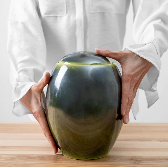 Deep Green Modern Cremation Urn