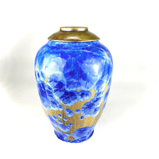 Blue Crystalline Glazed Ceramic Urn